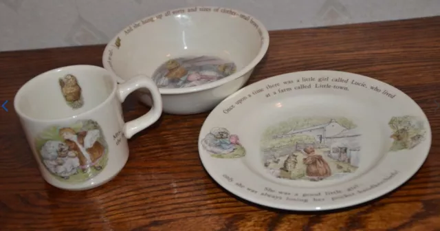 New Wedgwood 3piece Set Mrs Tiggy Winkle Beatrix Potter Dishes