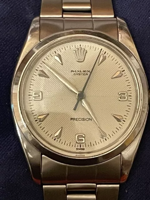 ROLEX 6422 CHEVRON CROSS HAIR DIAL OYSTER PRECISION 1956 Mens 34mm Vintage Watch ROLEX 6422 CHEVRON CROSS HAIR DIAL OYSTER PRECISION 1956 Mens 34mm Vintage Watch