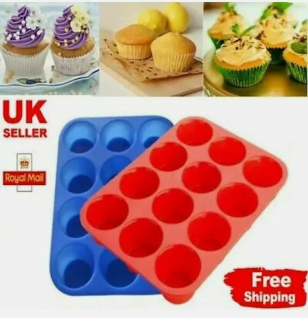 Silicone Large Muffin Yorkshire Pudding Mould Cupcake Baking Tray Cake Pans (12)