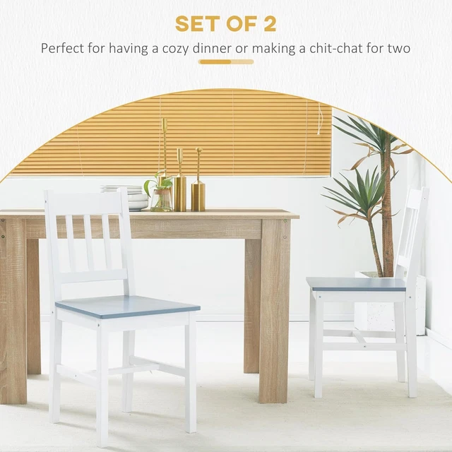 DINING CHAIRS Set of 2, Kitchen Chair with Slat Back, Pine Wood