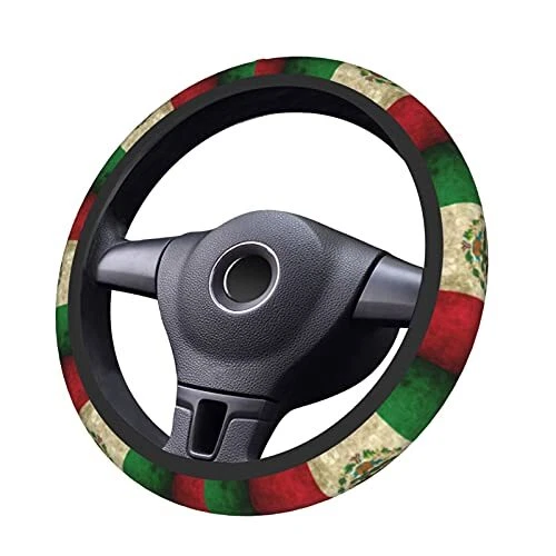 Viva Mexico Mexican Flag Steering Wheel Cover Universal 15 Inch Mexican One Size