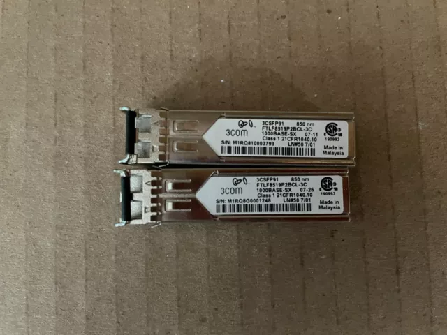 (Lot Of 2) 3Com 3Csfp91 Gbic 1000Base-Sx Sfp 850Nm Transceiver / E2-3