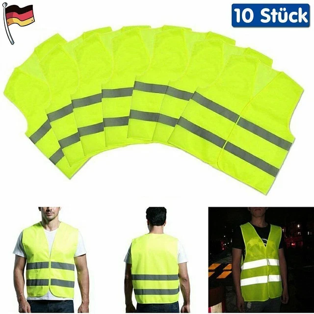 Warnweste Unfallweste Neongelb Auto Warnweste Sicherheitsweste Auto 10pcs .