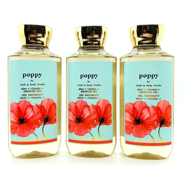 3-Pack Bath & Body Works POPPY Shower Gel Wash 10 fl.oz