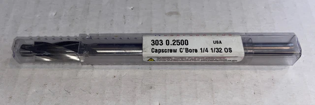 Yankee 303-0.2500 1/4”  Reamer, Capscrew C’bore HSS  I-19 VT USA .4120 x .2810