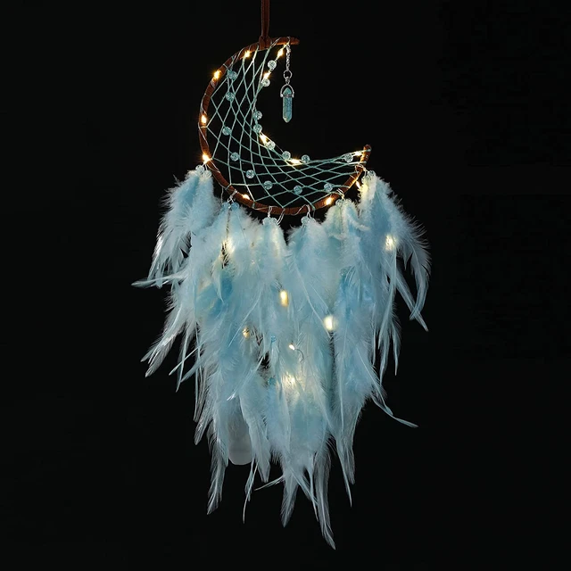Moon Dream Catcher - Blue Dream Catchers with Led Lights Girls Dreamcatcher for