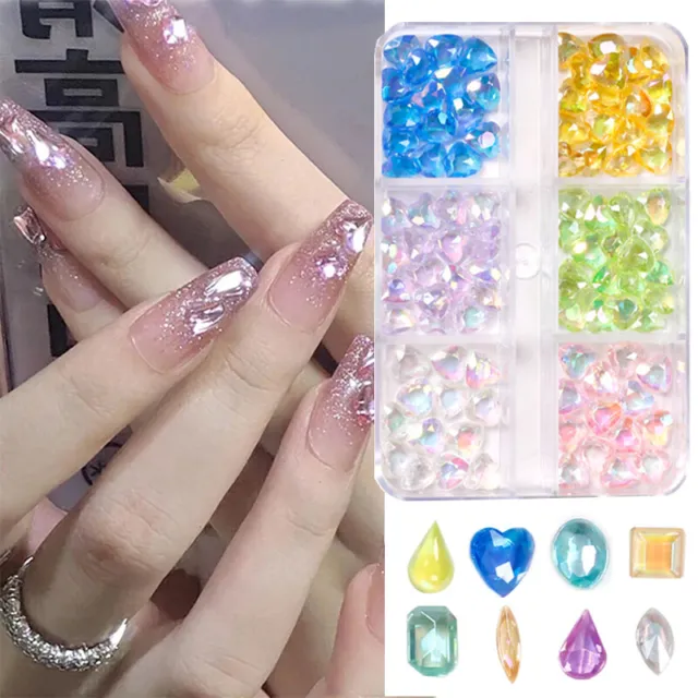 Cristal Uña Rhinsetone Manicura Decoración Ab Aurora Piedra 3D Diamond Irreg <