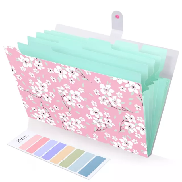 Expanding File Folders with 8 lables, Floral Printed Accordion Document Folde...