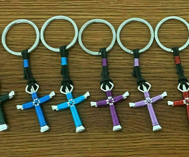 Horseshoe Nail Disciple Cross Keychain Choose Color BUY 3 GET 1 FREE