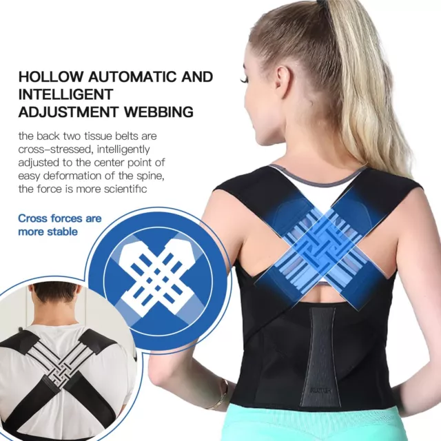 Back Shoulder Posture Corrector Adjustable Belt Support Body Brace Back Unisex 3