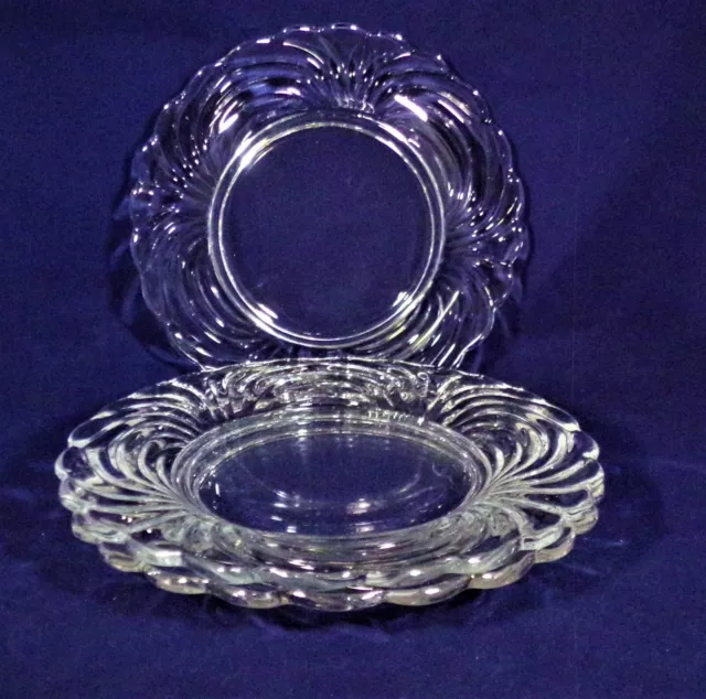 Cambridge 3 Plates Salad Dessert Clear Glass Caprice 7.5" Across Vtg Party Decor