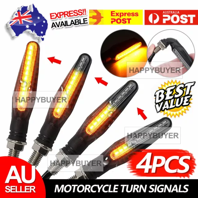 4X Motorcycle Turn Signal Tail Light Indicators LED Motorbike Water Light Amber