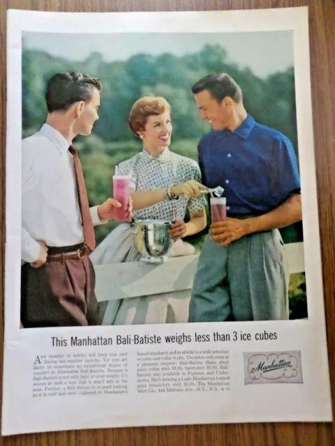 1955 Manhattan Shirts Ad  Manhattan Bali-Batiste