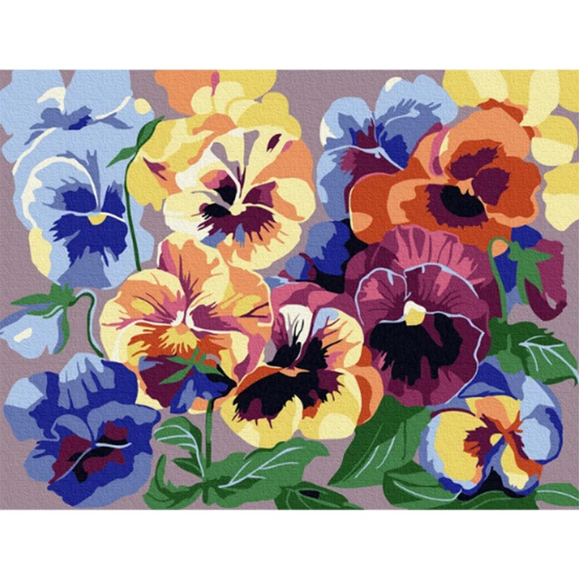 Pintura al óleo de flores por números hágalo usted mismo imagen artística sin marco sobre lienzo (A)
