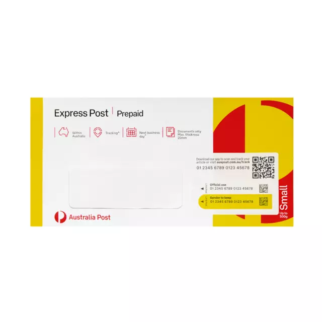 10 X Express Post Small (DL window face) Envelope - Free Express Shipping