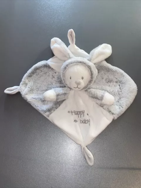 Doudou plat ours déguisé en lapin blanc gris Happy Baby ORCHESTRA PREMAMAN -