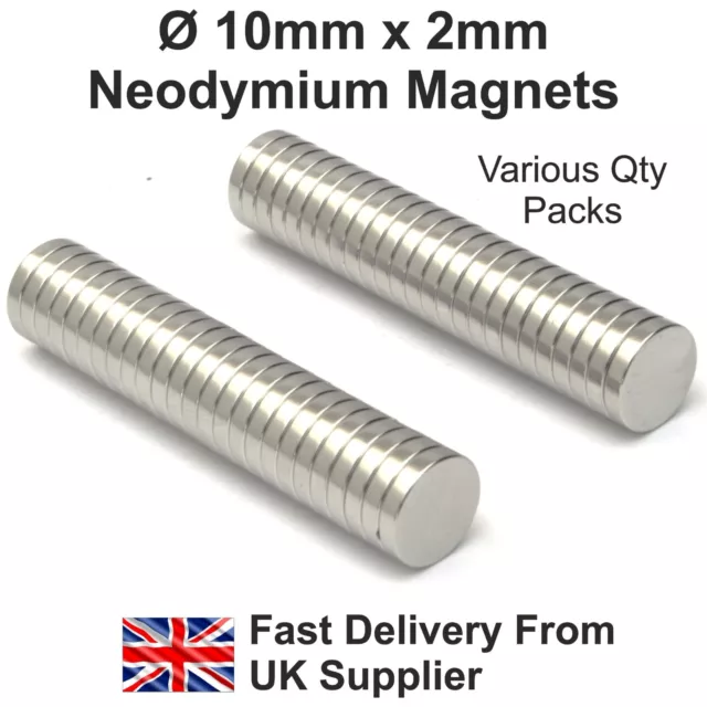 Magnets - STRONG NEODYMIUM MAGNET - 10mm x 2mm * 1.4Kg Pull * Very Powerful Disc