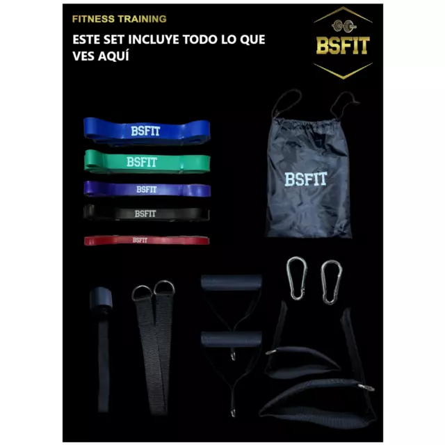 BSFIT Bandas de Resistencia Elástica Set con 5 bandas dominad Manija Anclaje etc 3