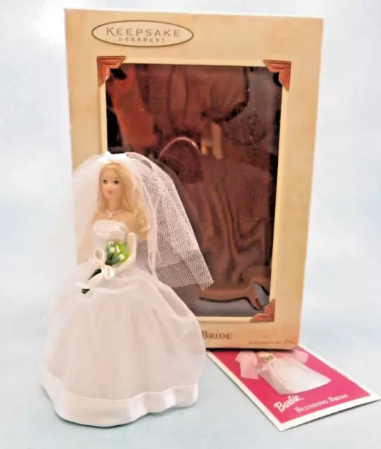 Hallmark Keepsake Ornament Barbie Blushing Bride Blonde 2002 Christmas Open Box