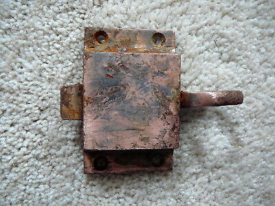 Antique Cast Iron Finger Pull Door Cabinet Latch Copper Finish Salvaged Hardware