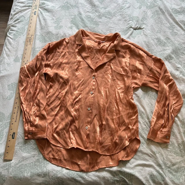 Victoria’s Secret vintage oversized orange striped print button up sleep shirt