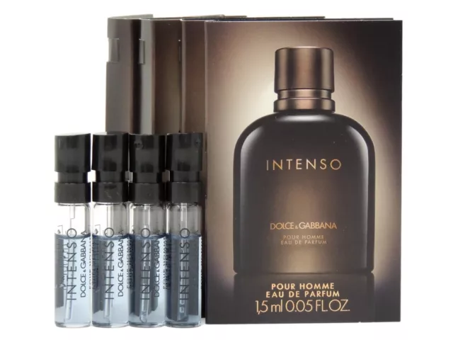 D&G DOLCE & GABBANA INTENSO POUR HOMME EDP 1.5ml .05oz x 4 COLOGNE SPRAY SAMPLES