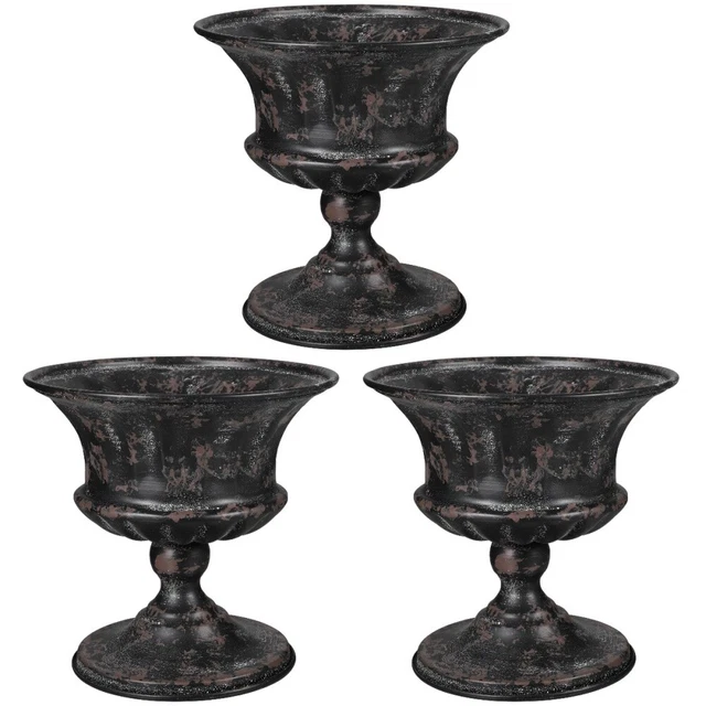 3x Urn Pot Iron Planter Vintage Wedding Vase Fresh Flower Storage Pot