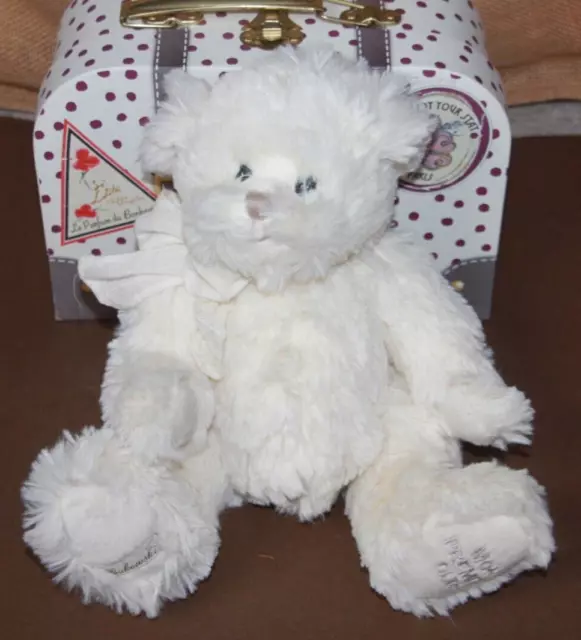 Doudou Peluche Bukowski Mon Premier Ours Blanc Ecru Creme Echarpe 20 Cm Neuf