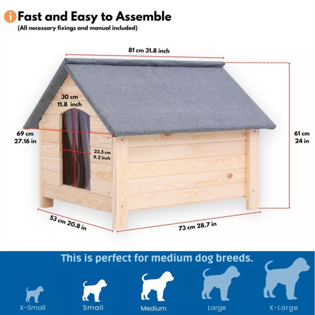 Dog Kennel Outdoor - Waterproof & Insulated Dog House for Small to Medium Breeds 3