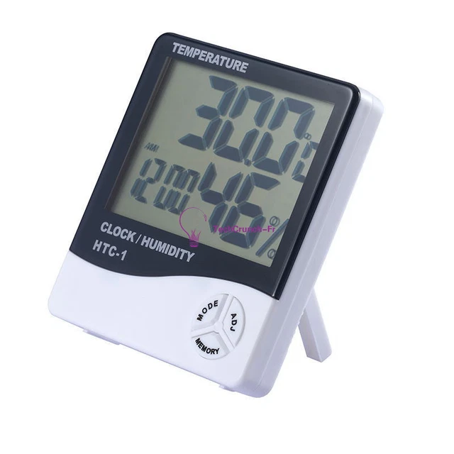 HTC-1 Digital LCD Thermometer Hygrometer Temperature Humidity Meter Clock Alarm