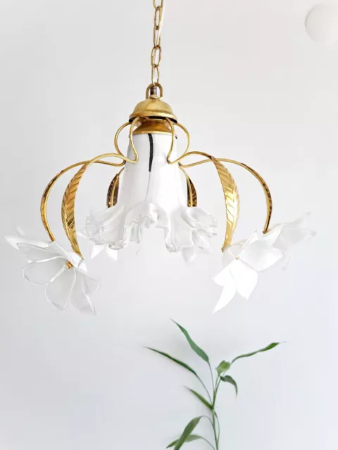 70s Beautiful Vintage Murano Light Fixture, Vintage Handmade Glass Chandellier