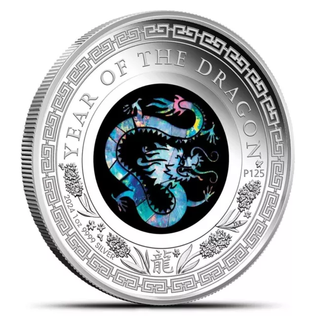2024 YEAR OF The Dragon Opal 1oz Silver Proof Coin PERTH MINT In Hand