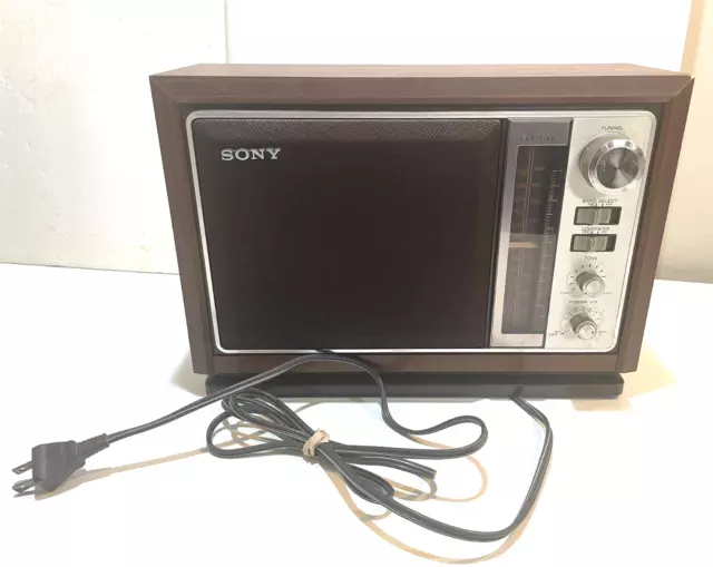 Vintage Sony AM/FM Tabletop Radio 2 Bands Wood Grain ICF-9740W Working