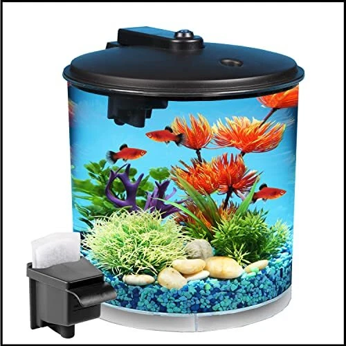 Aquarium Kit LED Lighting Internal Filter 1.5-Gallon Office Desk Betta Tank