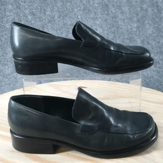 Franco Sarto Shoes Womens 8.5 W Bocca Casual Slip On Loafer Black Leather Heels