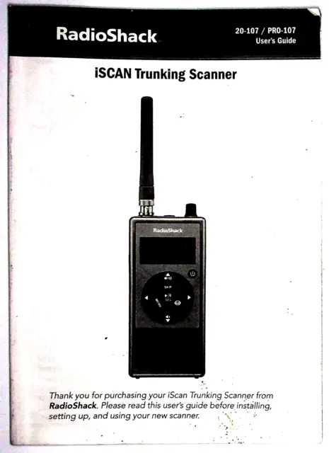 RARE ORIGINAL MANUAL for the RADIO SHACK PRO-107 ISCAN DIGITAL SCANNER