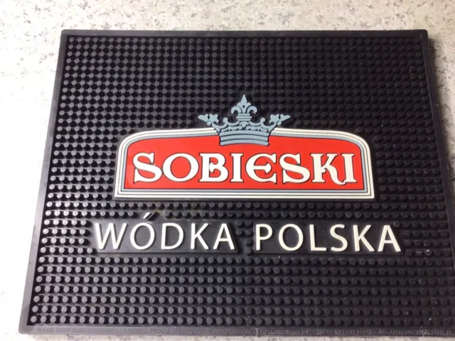 Sobieski Wodka Polska Vodka Rubber Bar Mat, 14” x 11” Cocktail Drink Alcohol