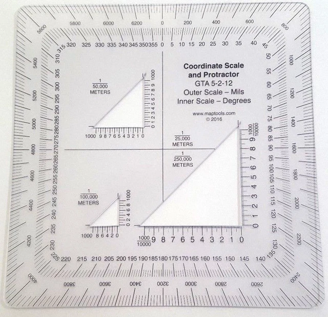 MILITARY STYLE UTM/MGRS Coordinate Scale And Protractor GTA 5212