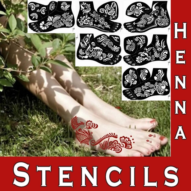 FOOT STENCILS MEHNDI Mandala Henna India Arabic Leg Template Temporary