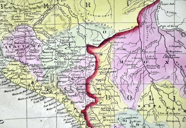 1850 Mitchell Map -  Peru & Bolivia - Lima Cuzco La Paz Potosi - South America 3