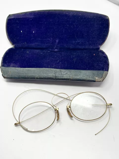 Antique 10k Gold Wire Glasses with Case