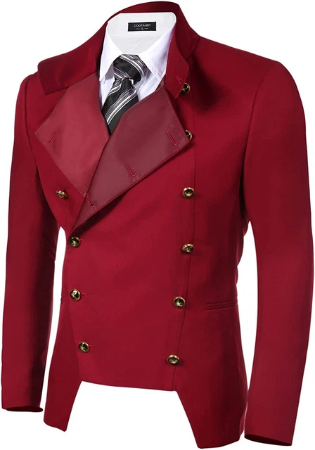 COOFANDY Mens Double Breasted Blazer Steampunk Vintage Jacket Victorian Frock Co