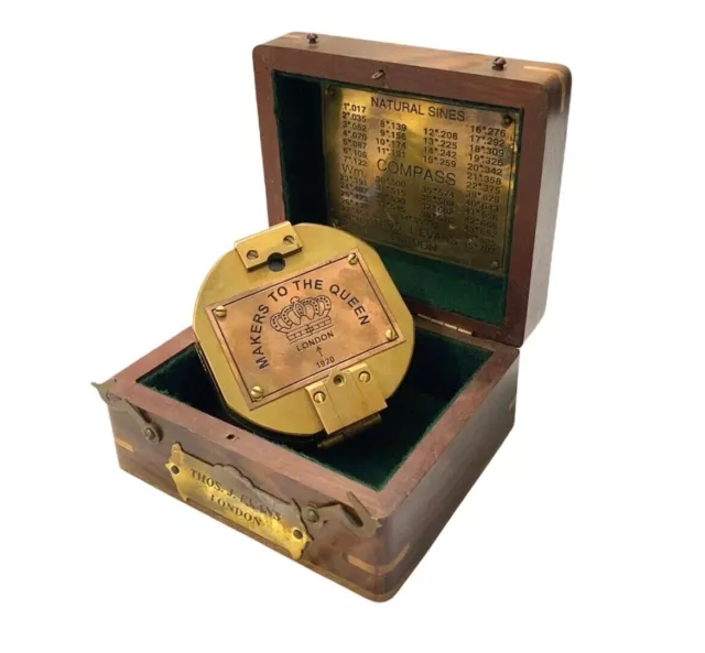 Kompass Messing Brunton Box Holz Antik Geschenk Nautisch Vintage Maritim Massiv