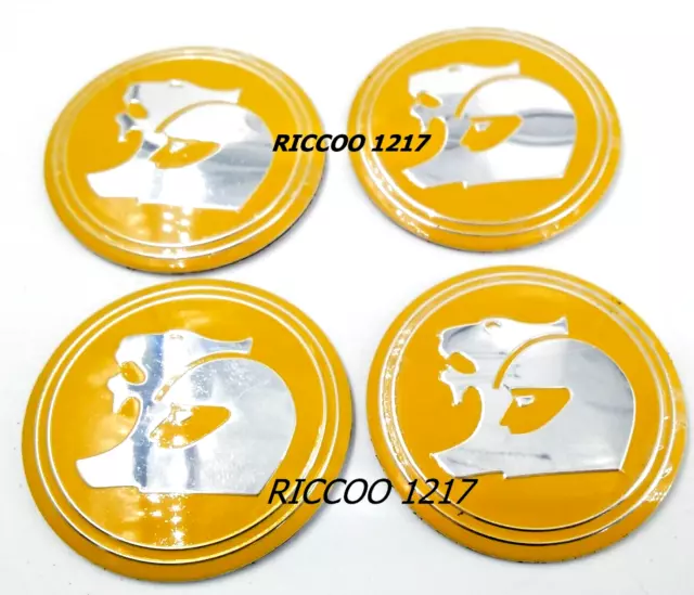 4 HSV lion 56mm wheel cap badges new Holden SS HSV yellow, chrome aluminum.