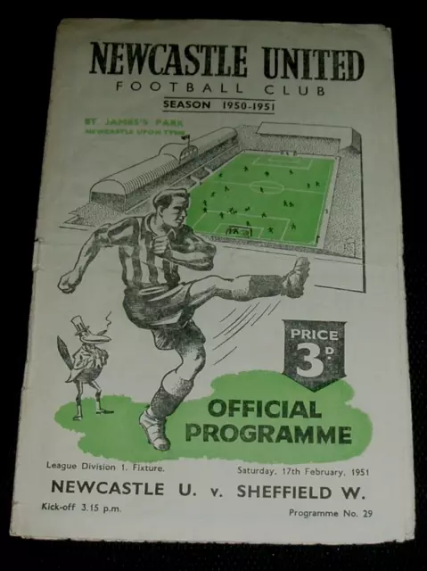 NEWCASTLE UNITED v  SHEFFIELD WEDNESDAY  1950/51 DIVISION 1 MATCHDAY PROGRAMME