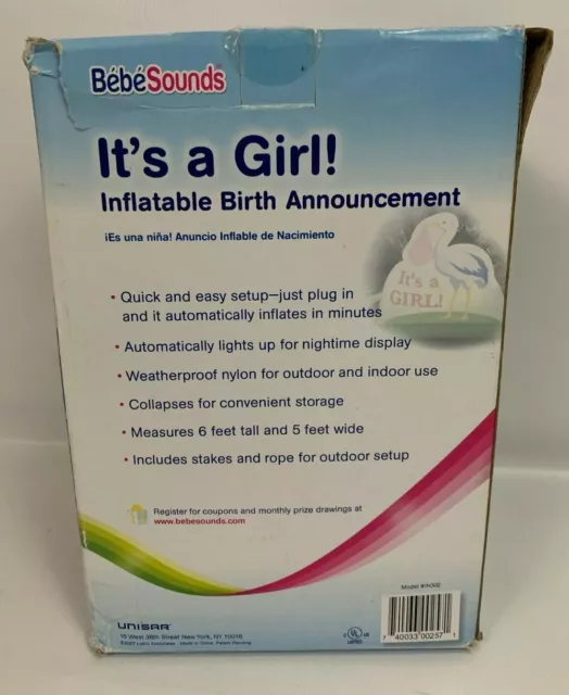 BebeSounds HUGE Inflatable Illuminated Yard Birth Announcement It's A Girl! 3