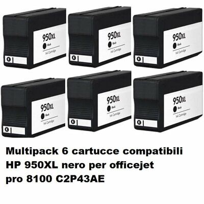 Multipack 6 cartucce compatibili HP 950 xl nero per officejet pro 8100 C2P43AE