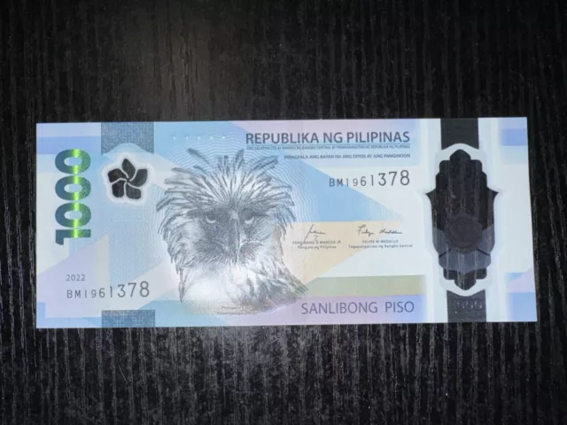 Philippines 2022 1000 Pesos 1st Polymer Banknote Signature BBM Marcos/Medalla -D