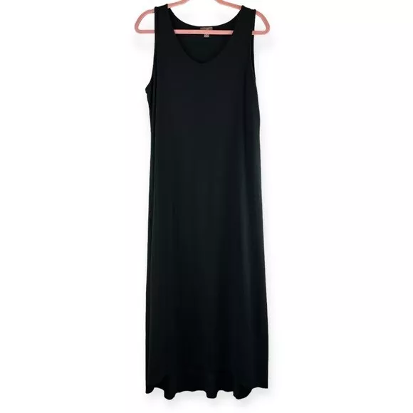 J JILL Maxi Wearever Dress Black size Medium Sleeveless Effortless Minimalist