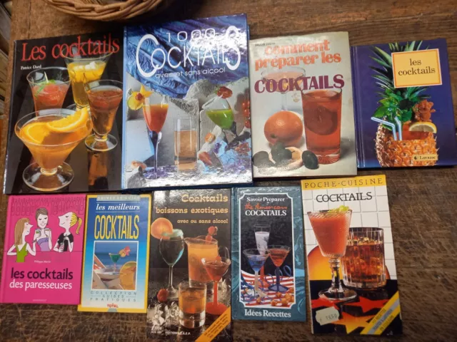 lot de 9 livres comment préparer les cocktails recettes avec et sans alcool